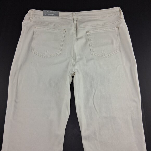 Chico's So Slimming Stacked Fray Girlfriend Crop Jeans Women's Size 14 Sea Salt - Picture 4 of 8